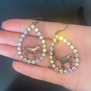 rhinestone horse earrings